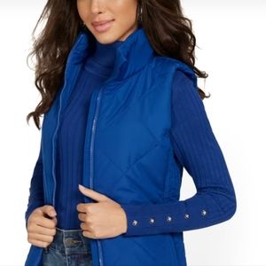 New York & Company Women's Blue Puffer Sleeveless Vest Size S